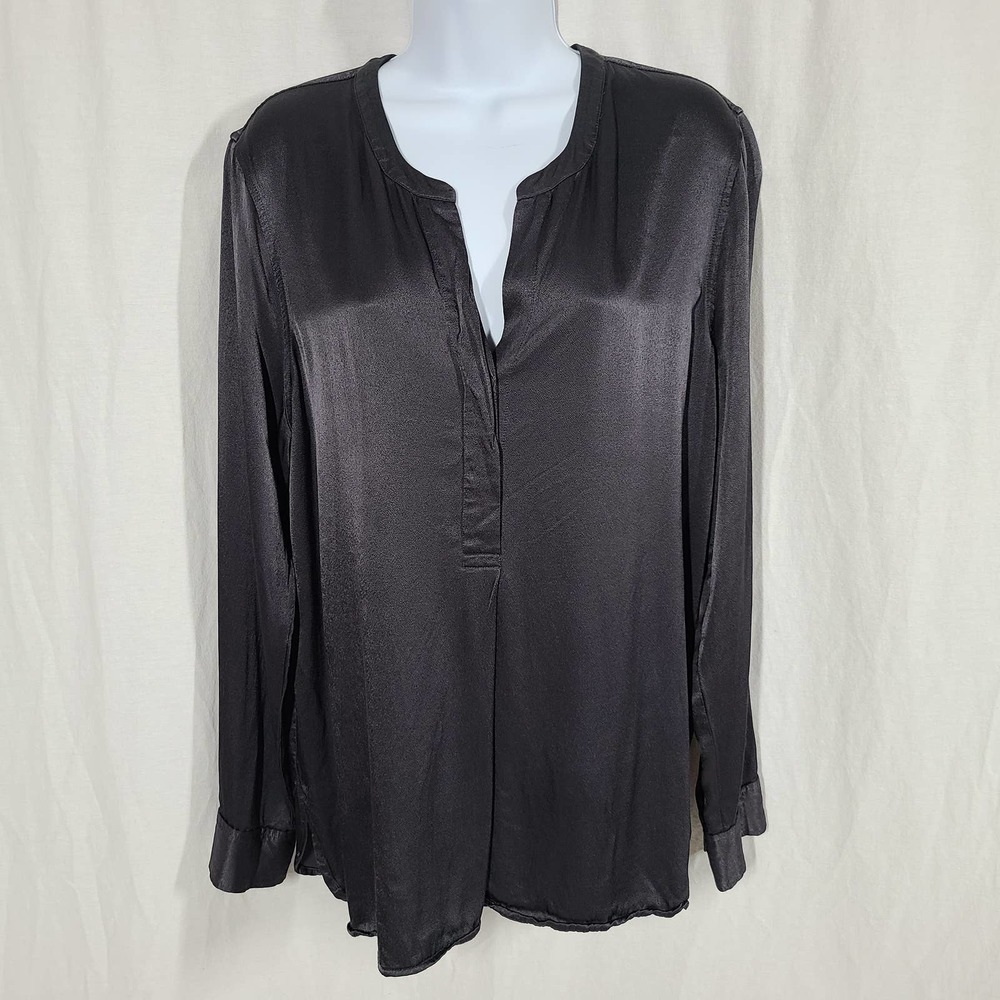 Rails Reiss Satin Popover Top Half Button Long Sl… - image 2